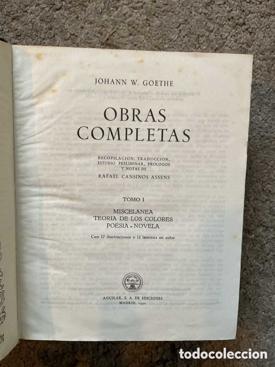 Libros de segunda mano: Obras completas Goethe / Aguilar 1950-58 - Foto 4