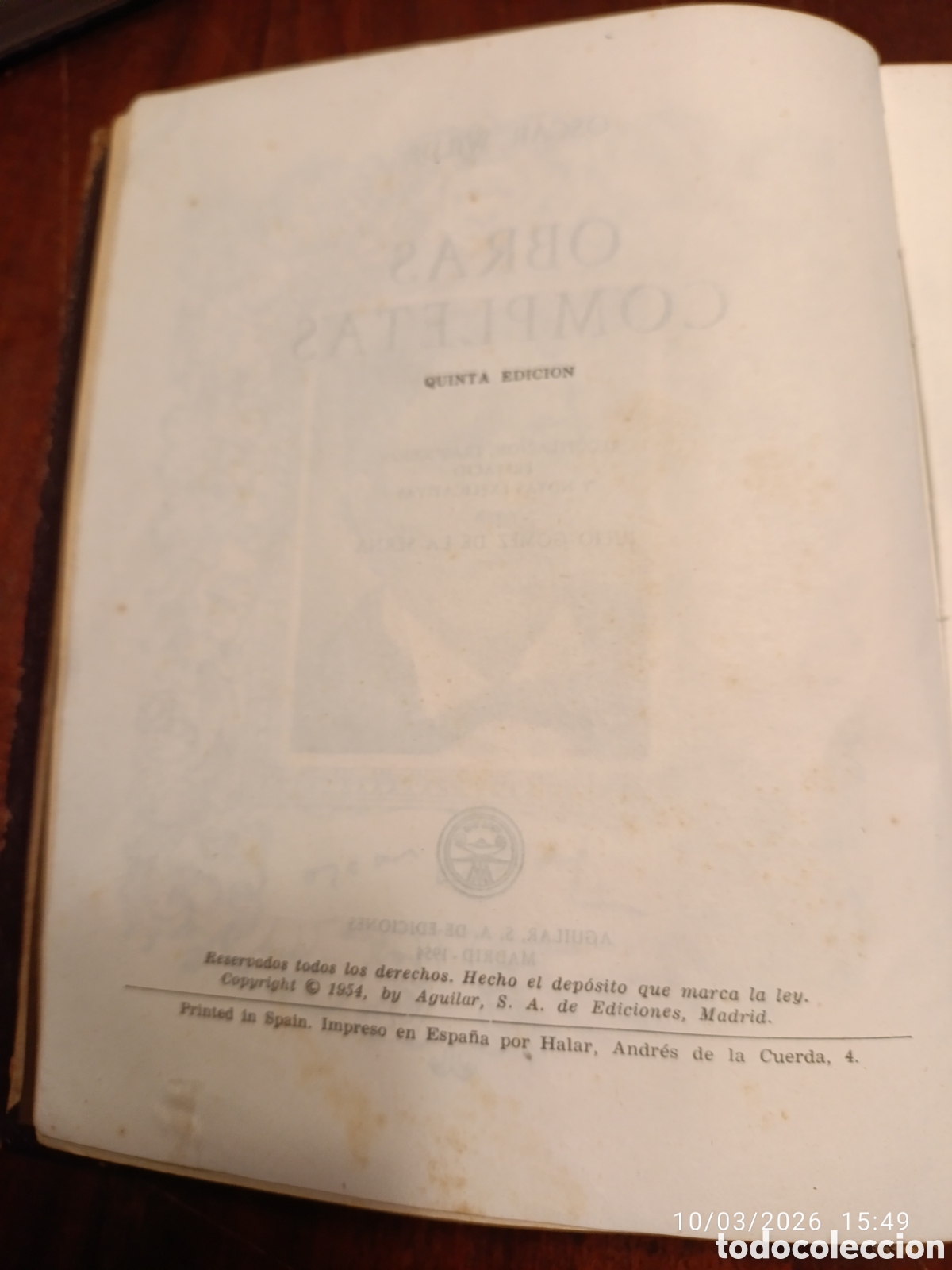 Libros de segunda mano: &Oacute;scar Wilde. Obras completas 1954 - Foto 6