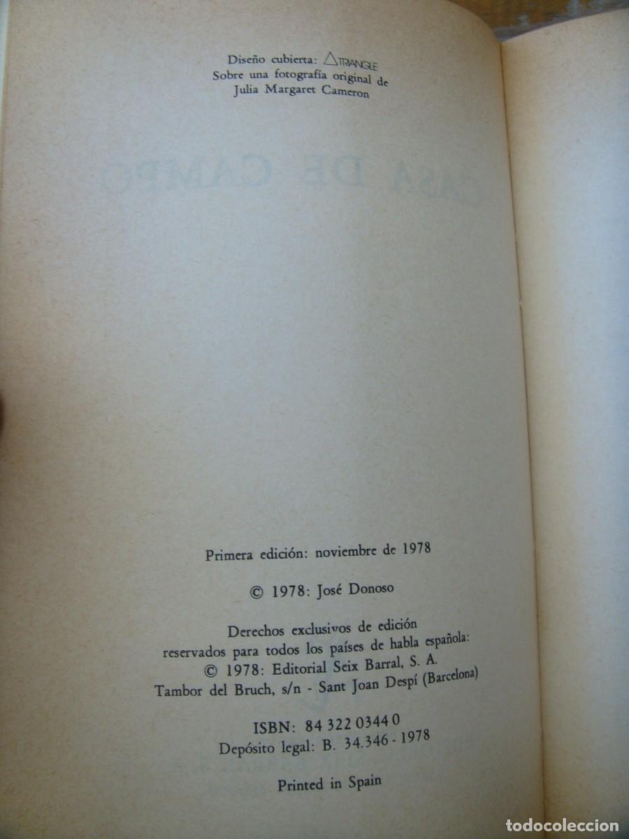 Libros de segunda mano: Jos&eacute; Donoso: CASA DE CAMPO. Primera edicion - Foto 3