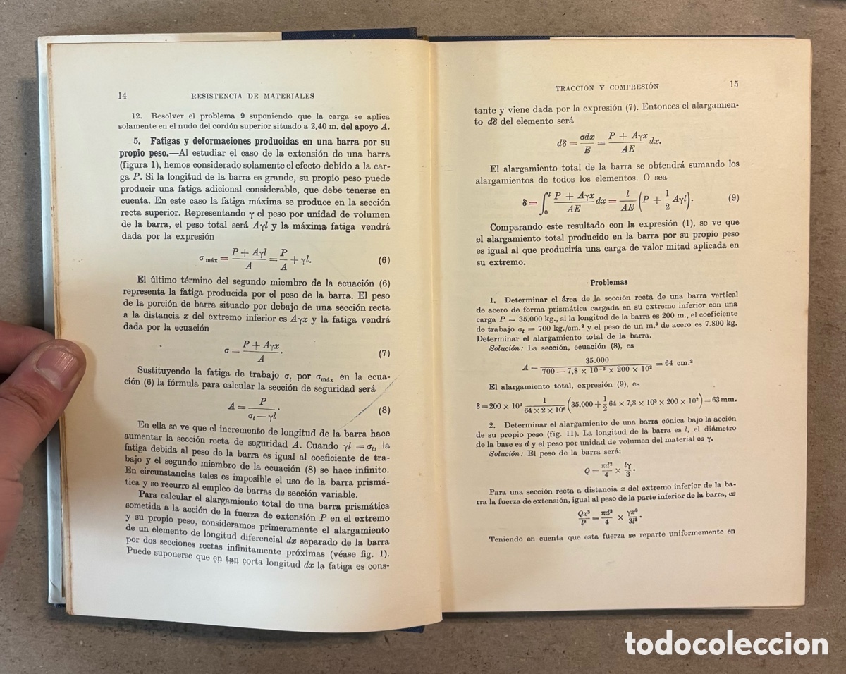 Libros de segunda mano: RESISTENCIA DE MATERIALES 1 & 2. S. TIMOSHENKO. ESPASA CALPE. 2 TOMOS. - Foto 4