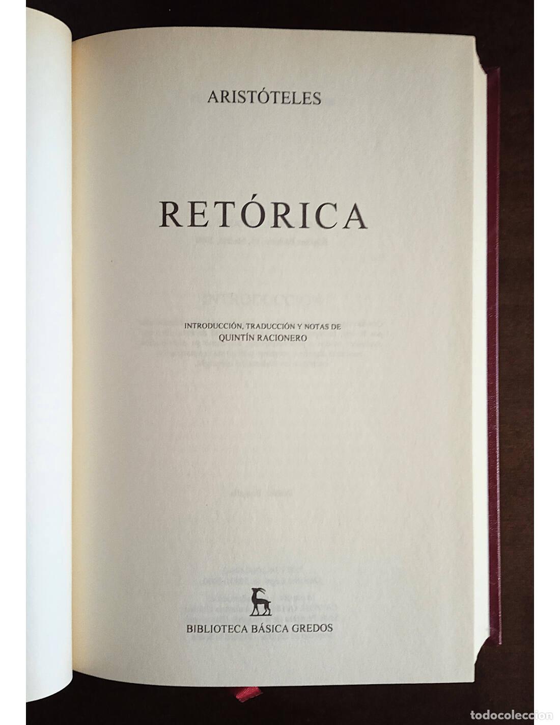 Libros de segunda mano: RET&Oacute;RICA. ARIST&Oacute;TELES. Editorial Gredos. 2000. - Foto 2