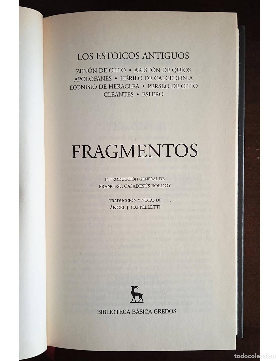 Libros de segunda mano: FRAGMENTOS. LOS ESTOICOS ANTIGUOS. Editorial Gredos. 2002. - Foto 2