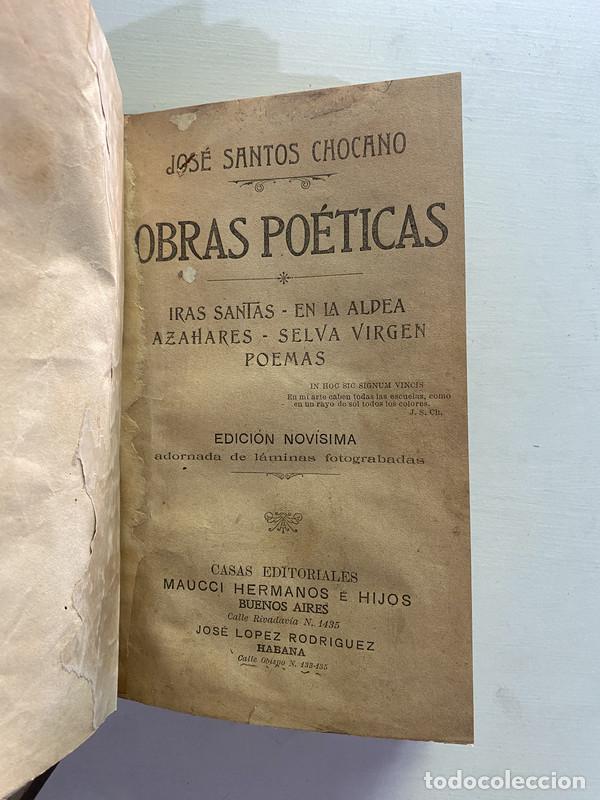 Libros de segunda mano: Obras poeticas - Chocano Jose Santos - Foto 1