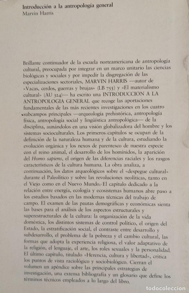 Libros de segunda mano: Marvin Harris-Introducci&oacute;n a la antropolog&iacute;a general.Alianza.1984 - Foto 2