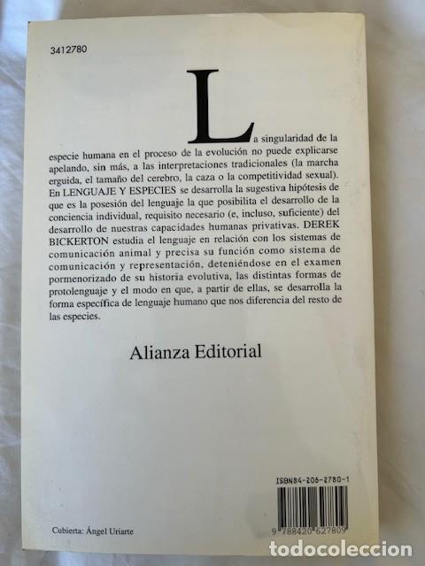 Libros de segunda mano: Lenguaje y especies -Derek Bickerton- - Foto 2