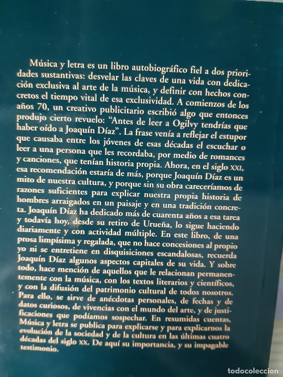 Libros de segunda mano: M&Uacute;SICA Y LETRA - JOAQU&Iacute;N D&Iacute;AZ - Foto 3