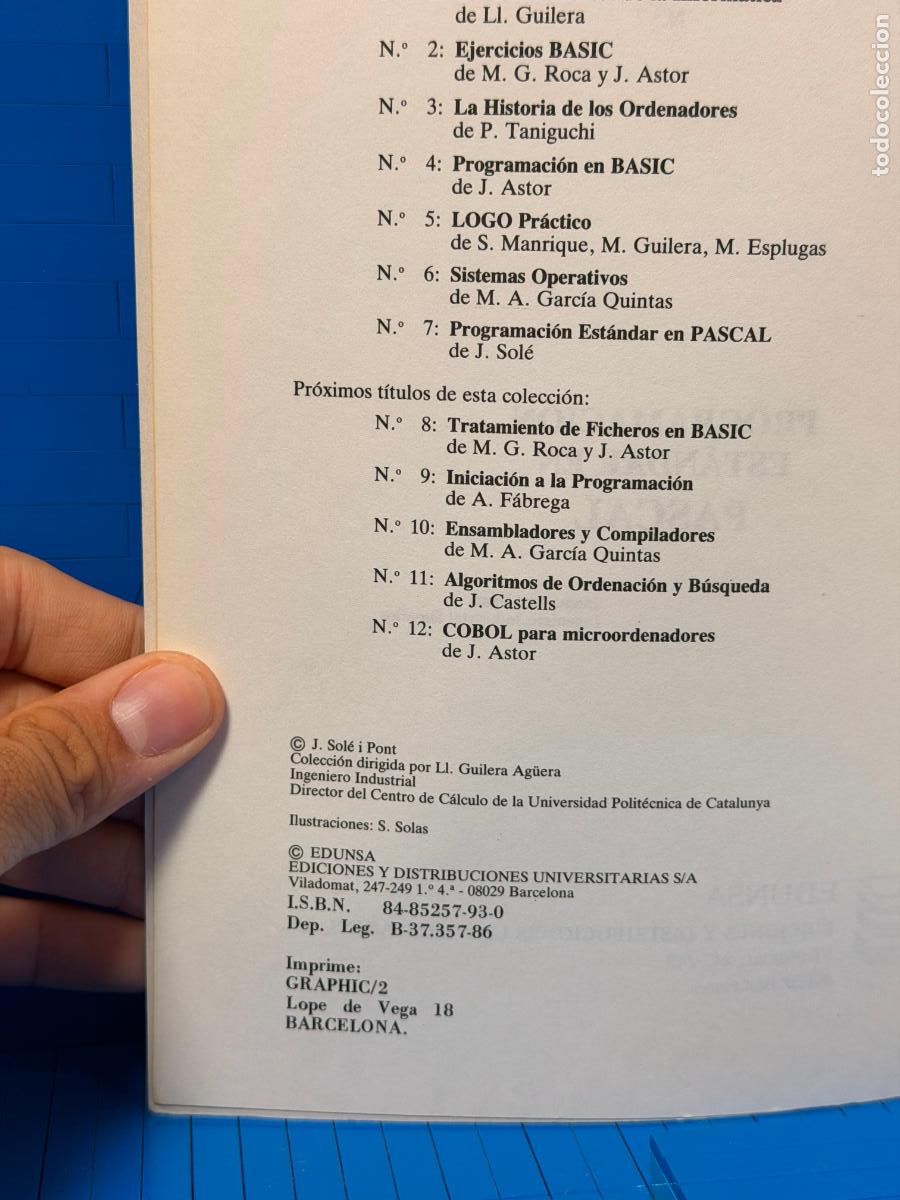 Libros de segunda mano: PROGRAMACI&Oacute;N EST&Aacute;NDAR EN PASCAL, J.SOLE PONT - Foto 3
