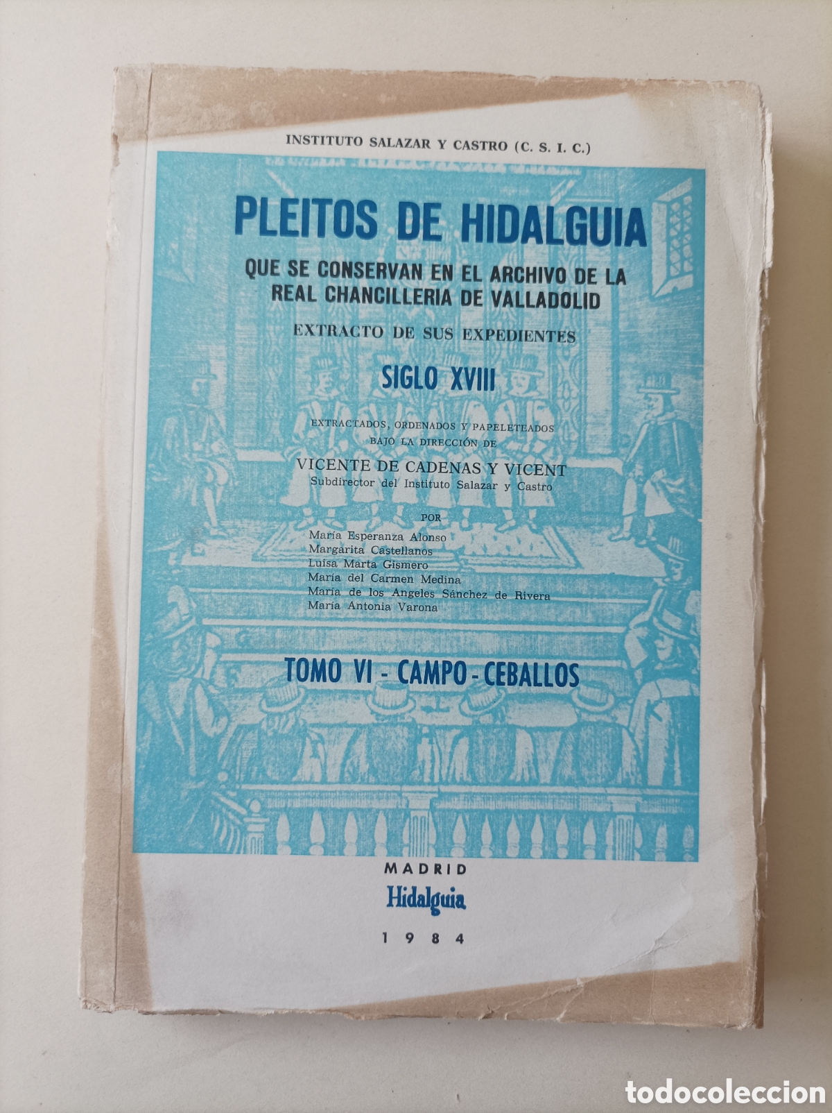 Libri di seconda mano: Pleitos de hidalgu&iacute;a. Siglo XVIII, tomo VI. Campo - Ceballos.