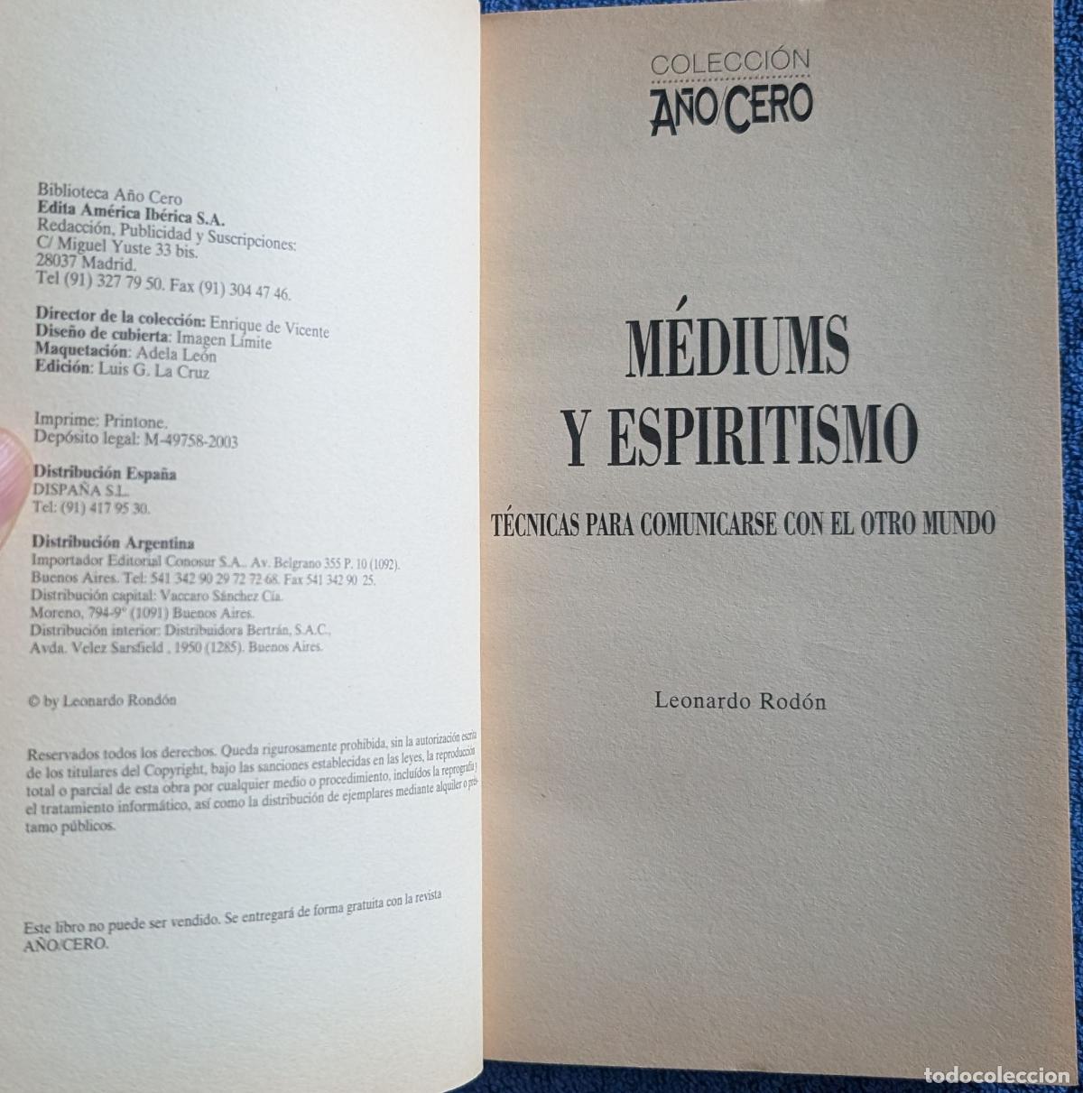 Libros de segunda mano: Mediums y Espiritismo - Leonardo Rond&oacute;n - Bblioteca A&ntilde;o Cero (2003) - Foto 2