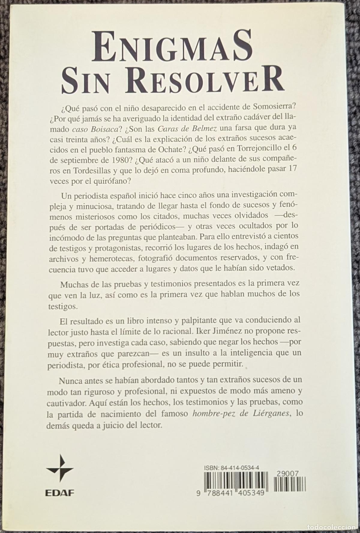 Libros de segunda mano: Enigmas sin Resolver - Iker Jim&eacute;nez - EDAF - 1&ordf; Edicion (1999) - Foto 10