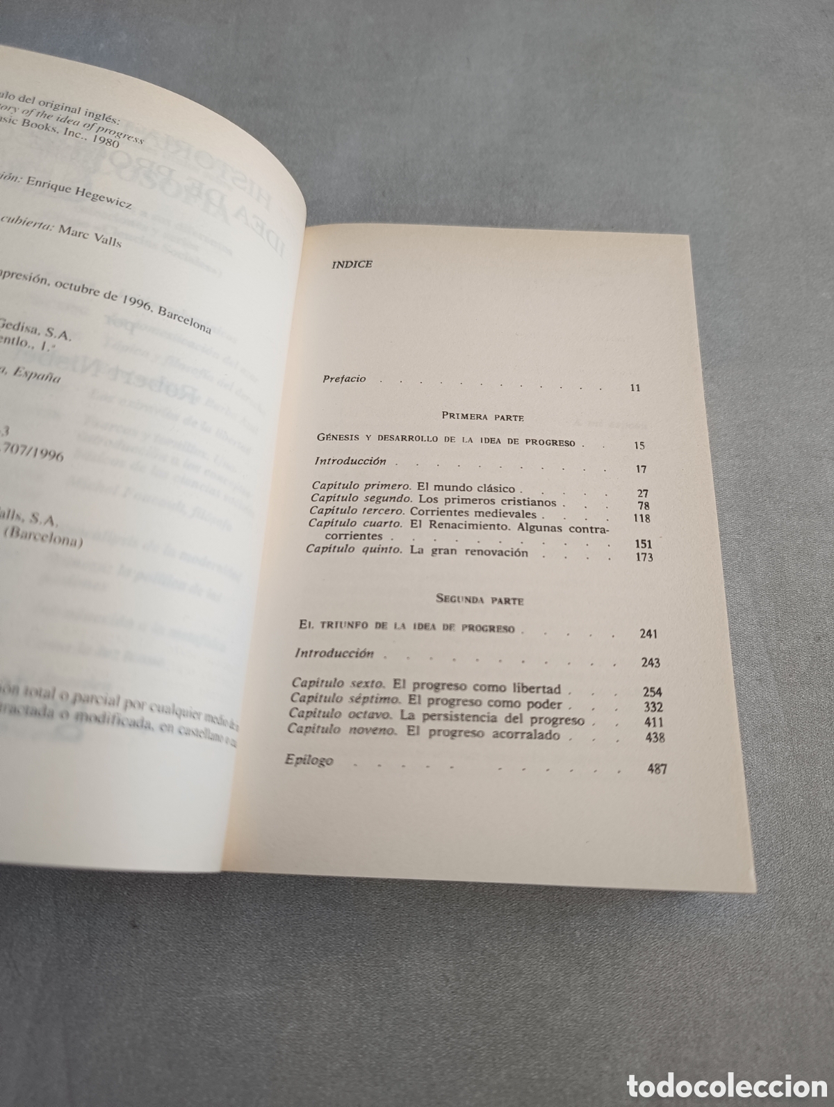 Libros de segunda mano: HISTORIA DE LA IDEA DE PROGRESO - ROBERT NISBET - Foto 4