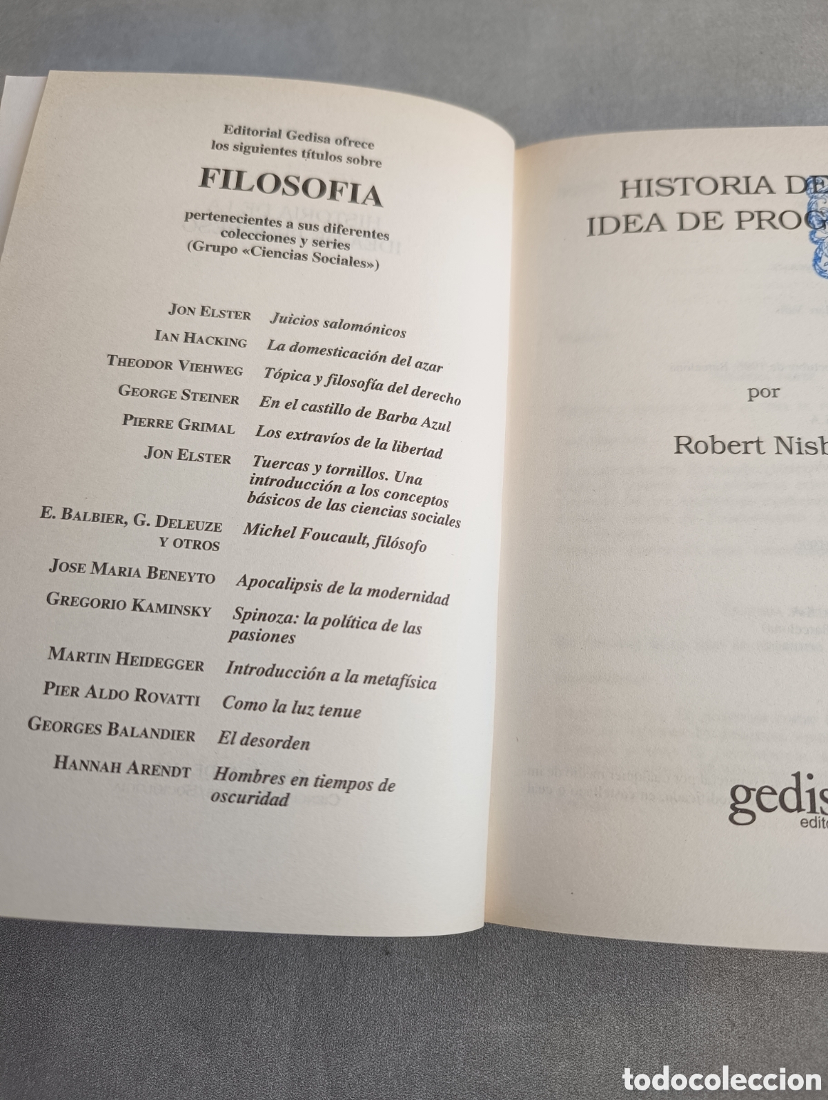 Libros de segunda mano: HISTORIA DE LA IDEA DE PROGRESO - ROBERT NISBET - Foto 5