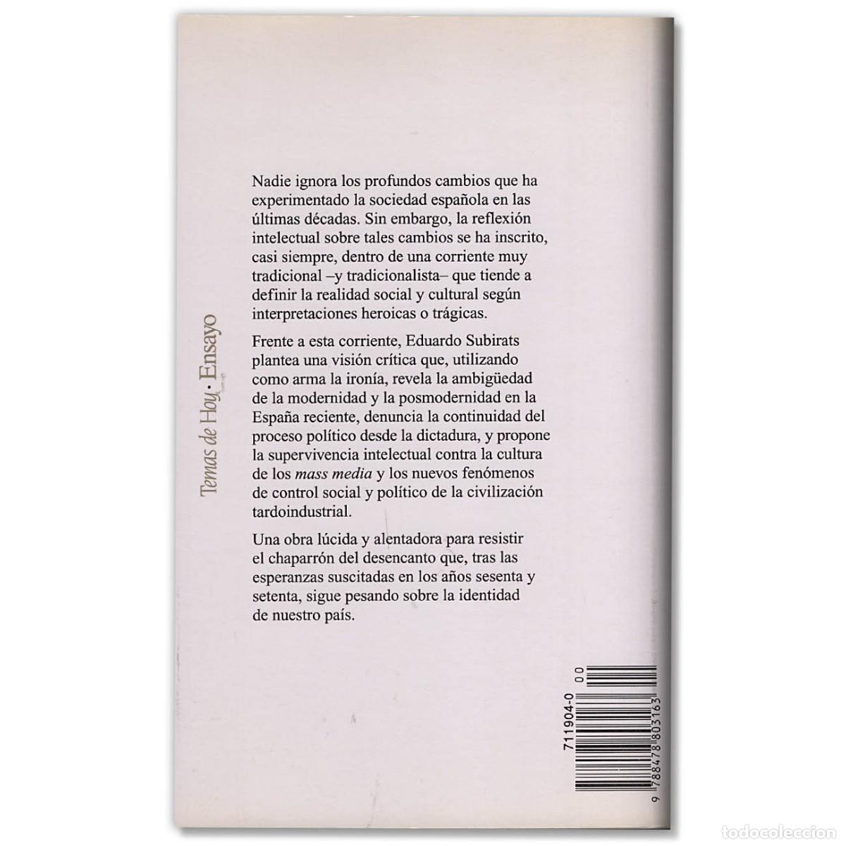 Libros de segunda mano: Despu&eacute;s de la Lluvia Eduardo Subirats - Foto 2