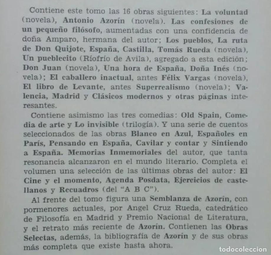 Libros de segunda mano: OBRAS SELECTAS - AZOR&Iacute;N - BIBLIOTECA NUEVA - 1982. - Foto 4