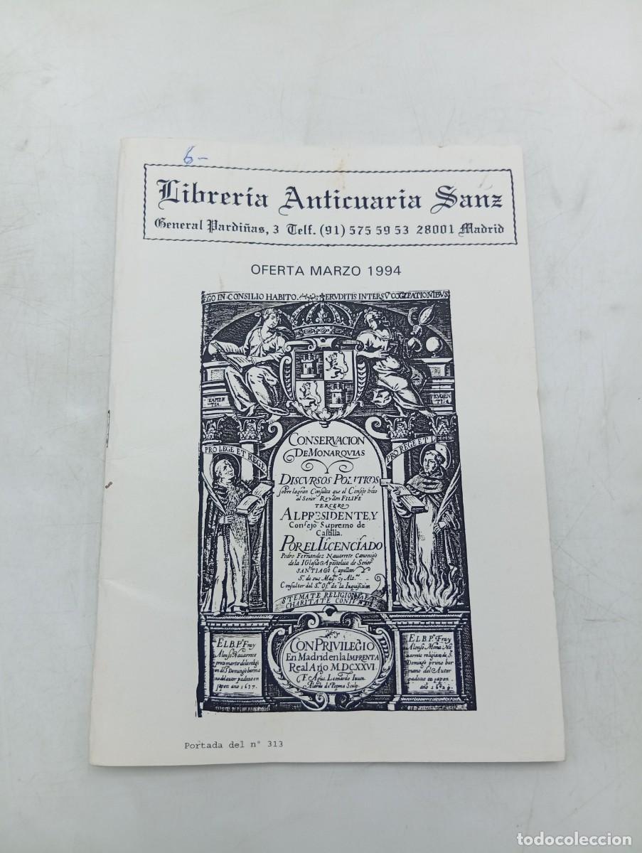 Libros de segunda mano: CATALOGO. LIBRERIA ANTICUARIA SANZ. MARZO, 1994. PAGS : 48.