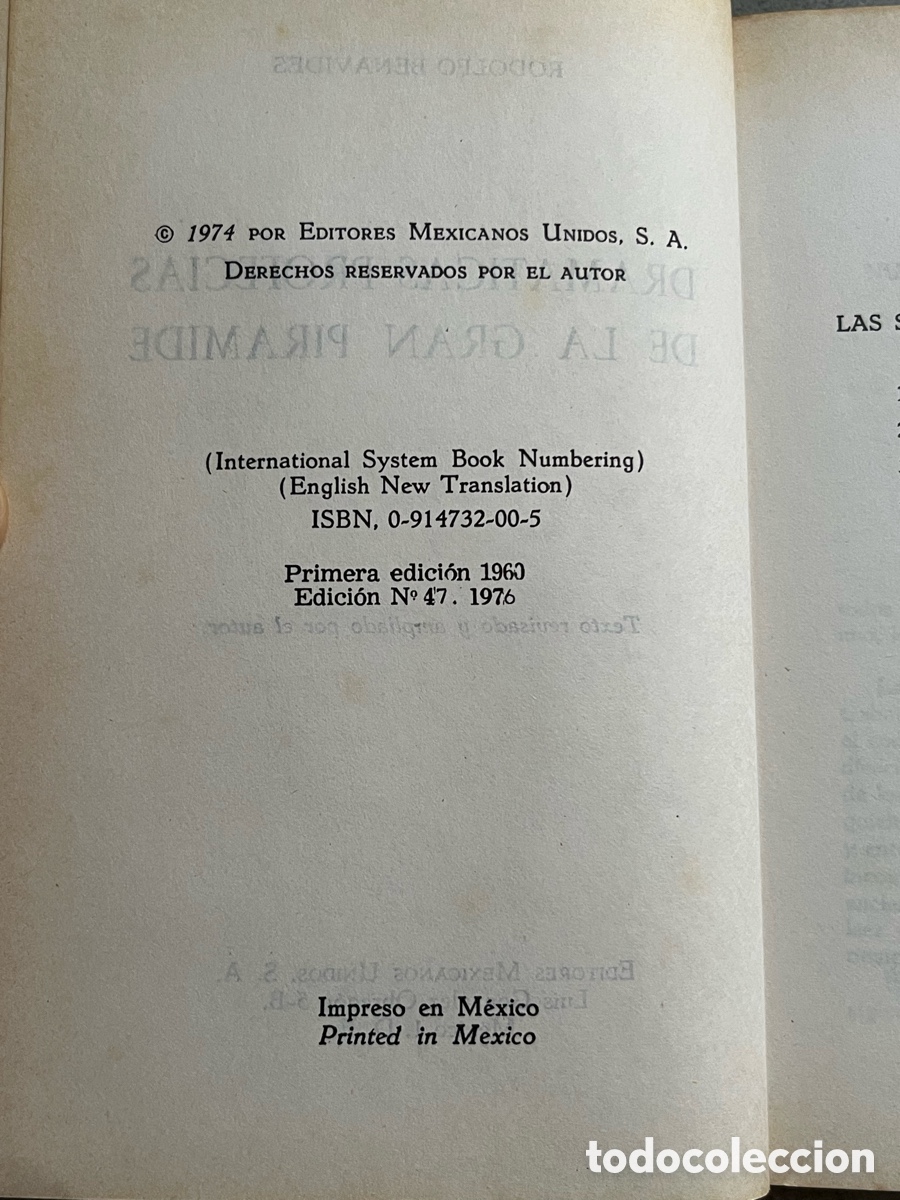 Libros de segunda mano: Libro Dram&aacute;ticas profec&iacute;as de la gran Pir&aacute;mide - Rodolfo Benavides - Foto 6