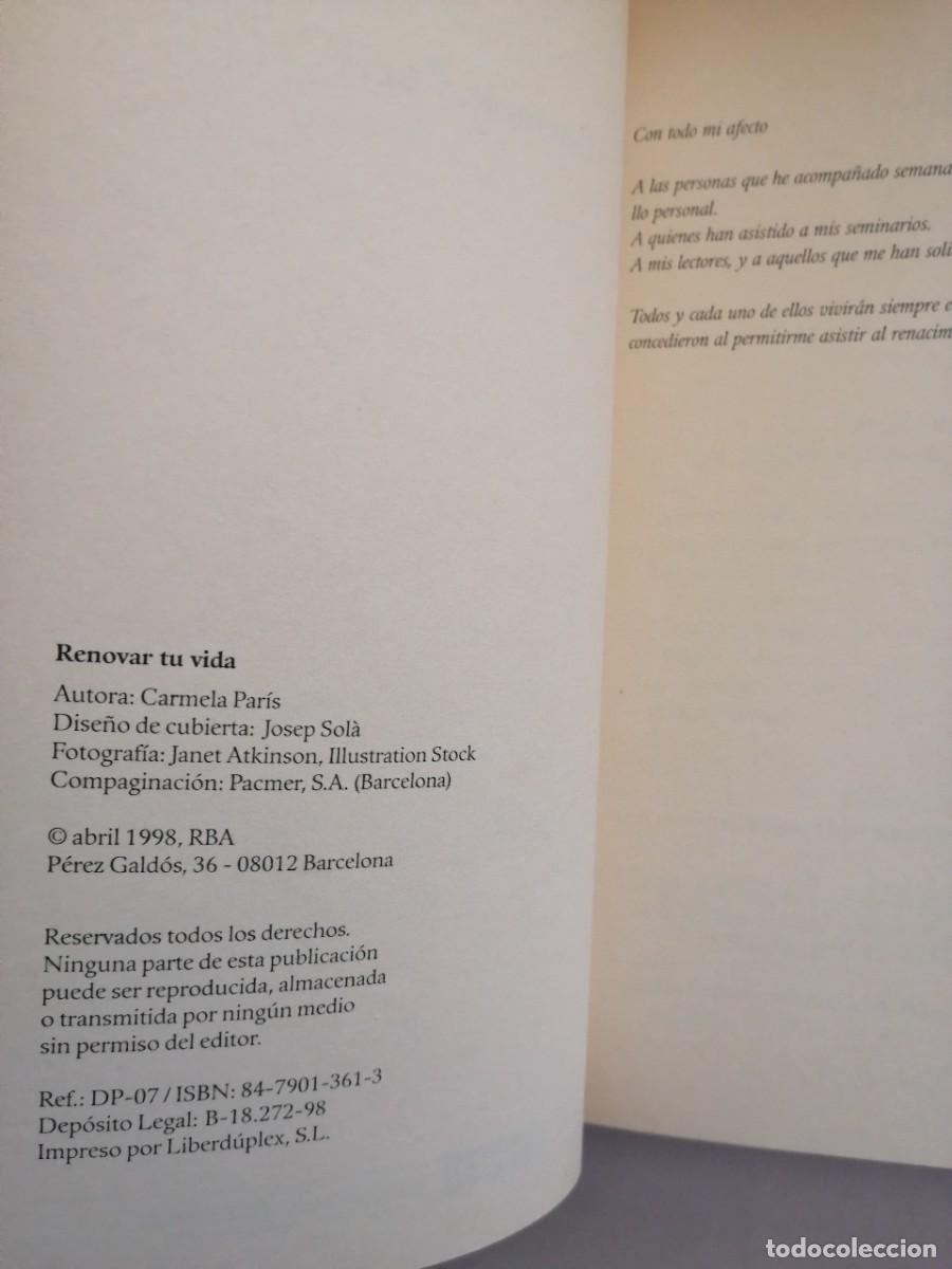 Libros de segunda mano: Renovar tu vida, Carmela Par&iacute;s - Foto 3