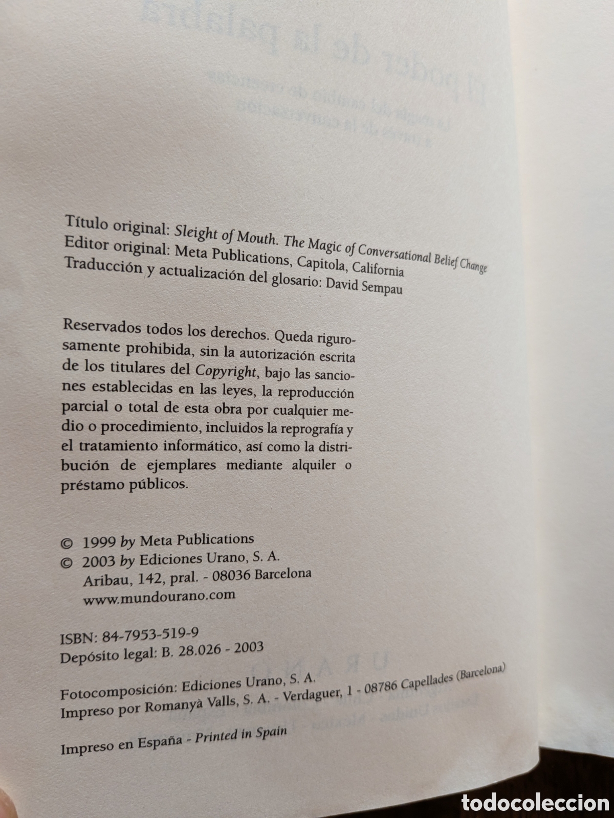 Libros de segunda mano: EL PODER DE LA PALABRA PNL - Roberto Dilts - Foto 4