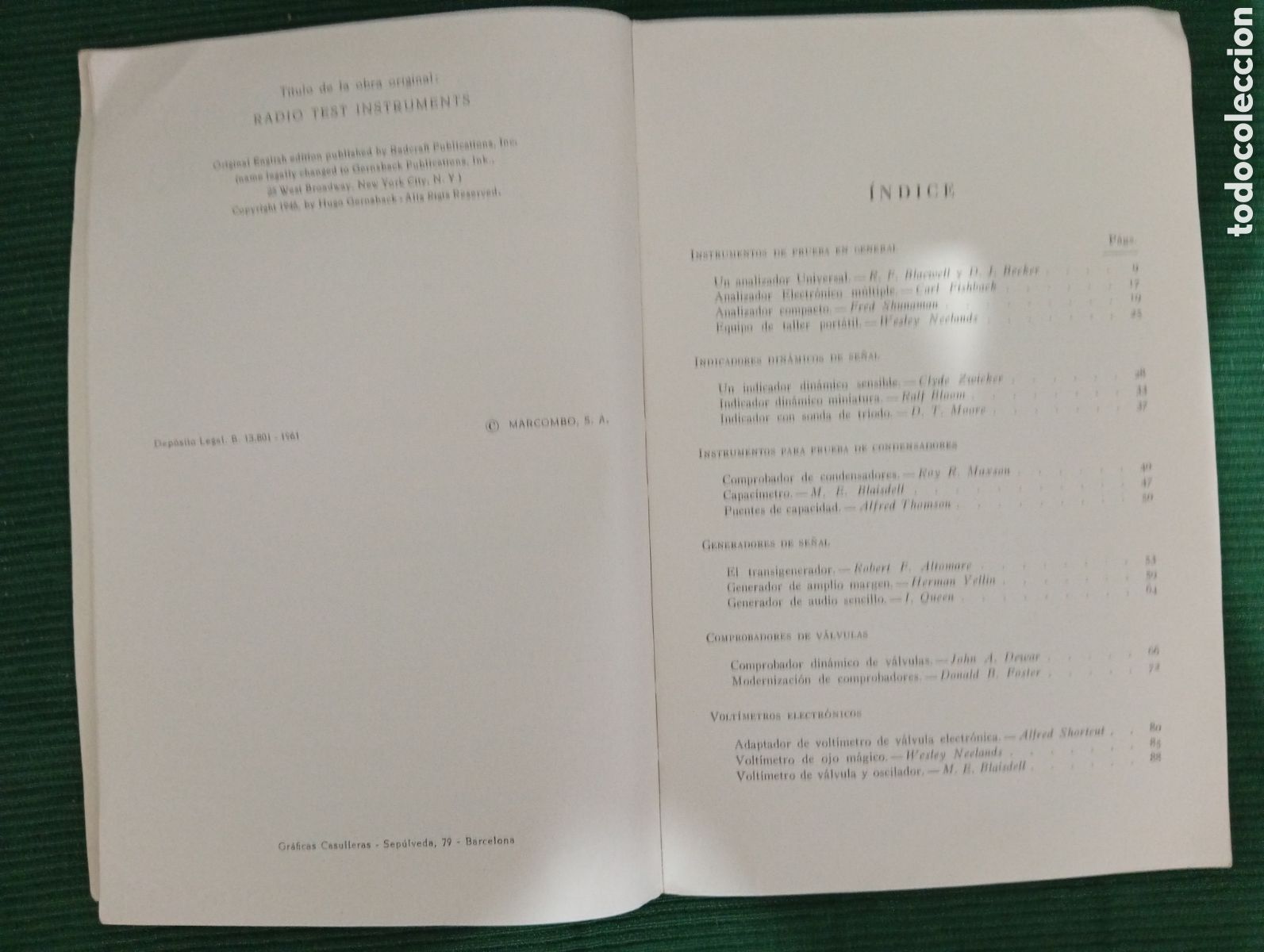 Libros de segunda mano: INSTRUMENTOS DE PRUEB PARA RADIO, EDICIONES TECNICAS MARCOMBO S.A. - Foto 2