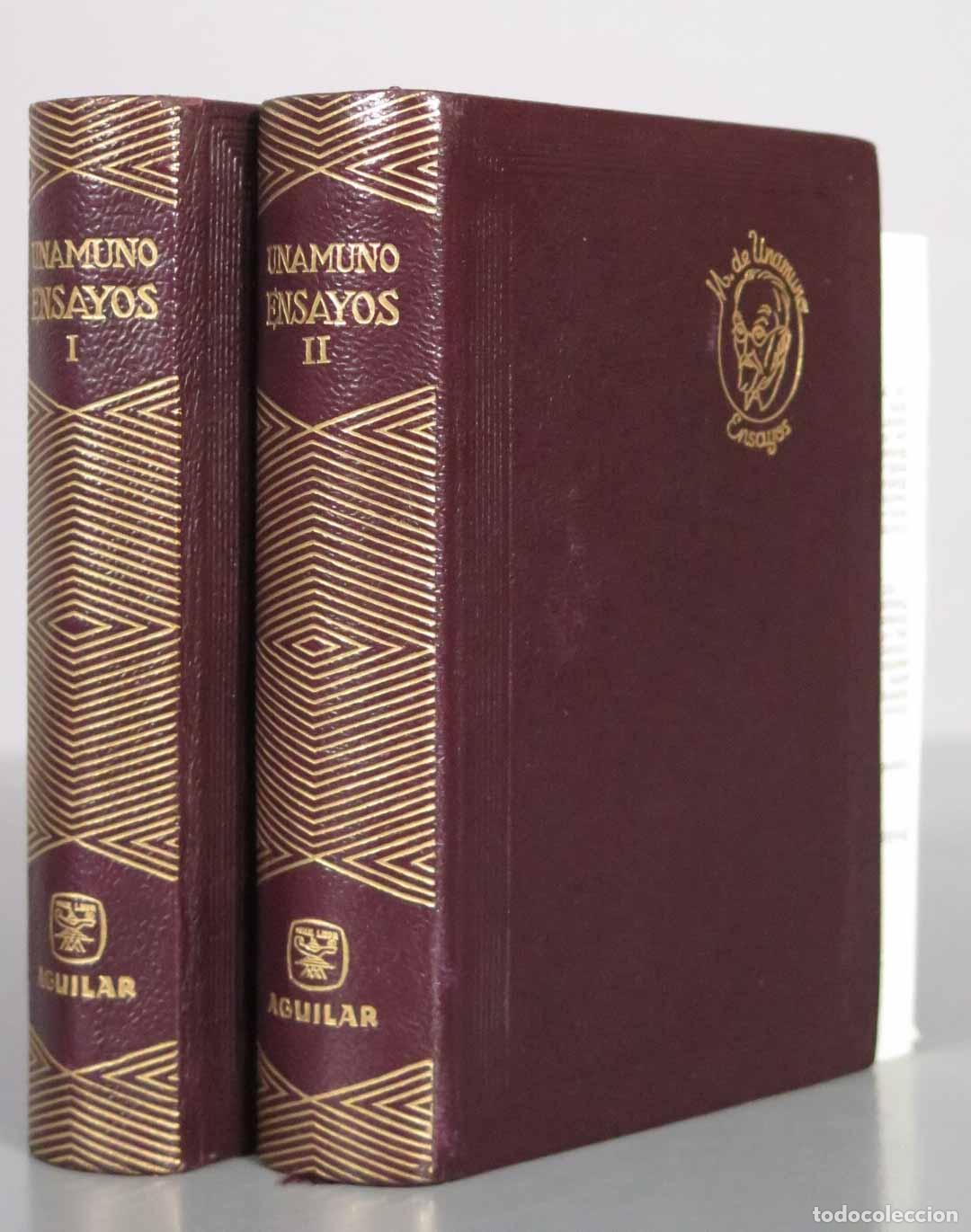 Libros de segunda mano: Ensayos - Miguel de Unamuno - Aguilar Colecci&oacute;n Joya 1964 2 TOMOS