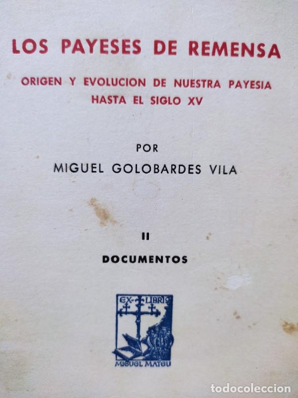 Libros de segunda mano: Los Payeses de Remensa Vol.II : Documentos - Golobardes Vila, Miguel - Ed. Bib.Palacio Peralada 1970