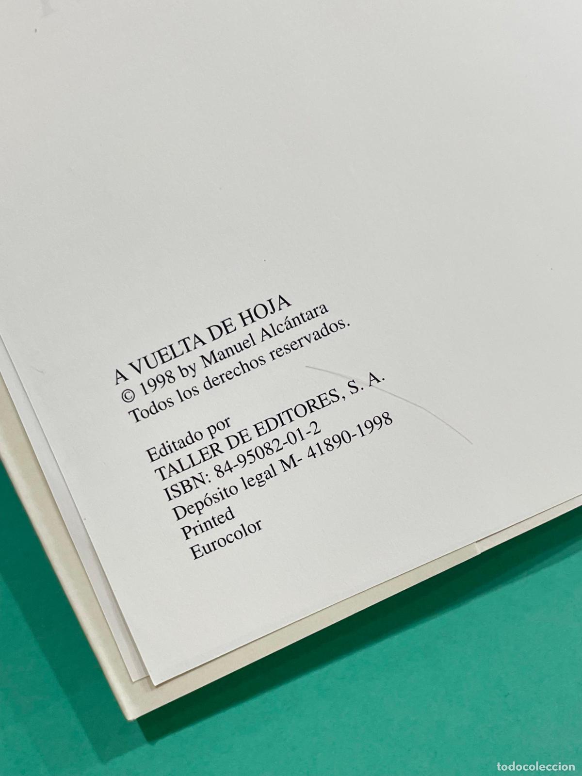 Libros de segunda mano: VUELTA DE HOJA - Manuel Alc&aacute;ntara - TALLER DE EDITORES - Foto 4