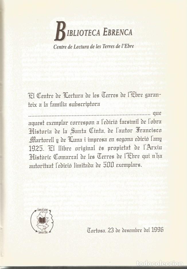 Libros de segunda mano: HISTORIA DE LA SANTA CINTA - FRANCISCO MARTORELL - FACSIMIL - Foto 3