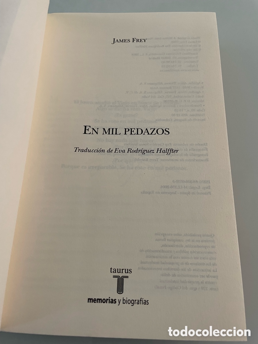 Libros de segunda mano: En mil pedazos. James Frey. Taurus 1&ordf; edici&oacute;n 2004 - Foto 6