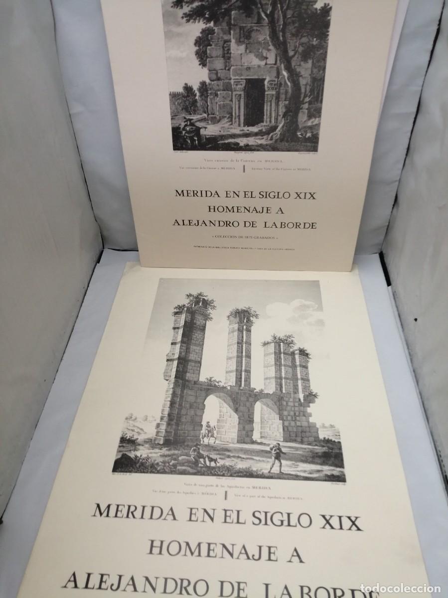 Second hand books: M&eacute;rida en el siglo XIX: Homenaje a Alejandro de Laborde (2 CARPETAS: 1 CON 6 GRABADOS Y OTRA CON 7)