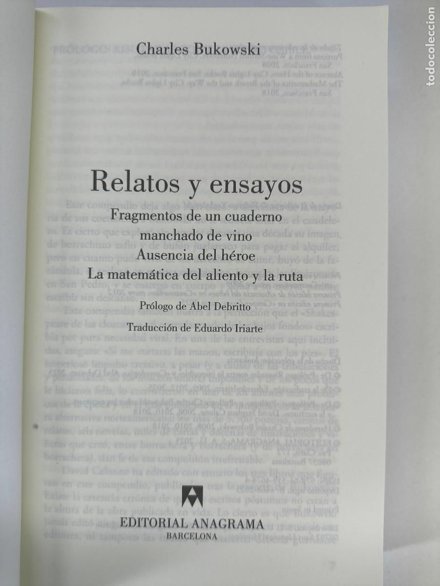 Libros de segunda mano: BUKOWSKI, RELATOS Y ENSAYOS / 2025. ANAGRAMA - Foto 2