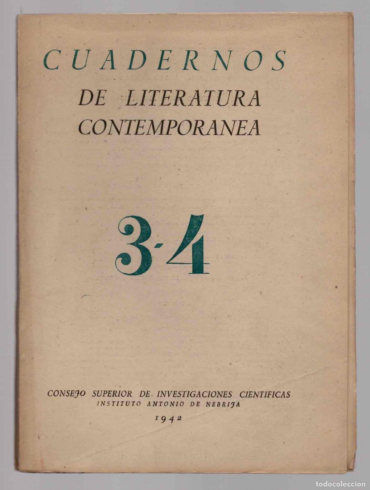 Libros de segunda mano: CUADERNOS DE LITERATURA CONTEMPORANEA 3-4. EDUARDO MARQUINA, POETA LIRICO Y DRAMATICO 1942