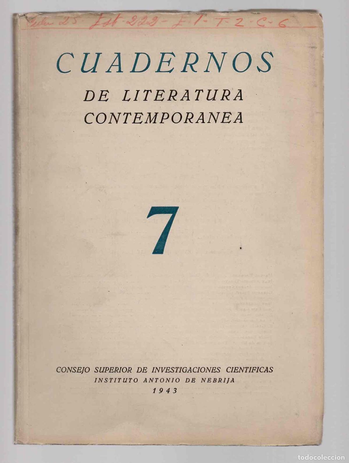 Libros de segunda mano: CUADERNOS DE LITERATURA CONTEMPORANEA 7. EDUARDO MARQUINA, POETA LIRICO Y DRAMATICO 1943