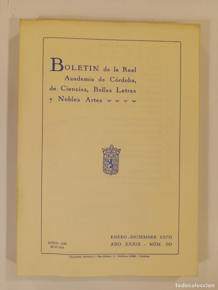 Libros de segunda mano: BOLET&Iacute;N REAL ACADEMIA DE C&Oacute;RDOBA N&Uacute;MERO 90. 1970