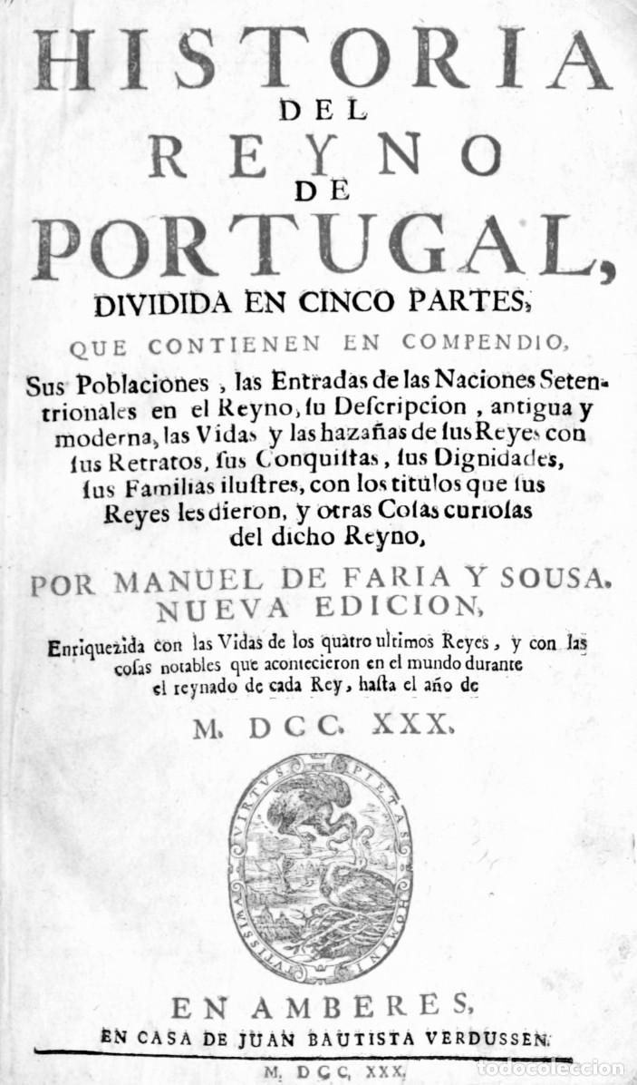 Libros de segunda mano: Manuel de Faria y Sousa - Historia del Reyno de Portugal