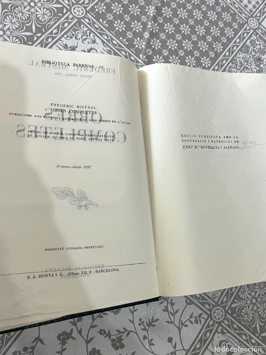Libros de segunda mano: Frederic Mistral - OBRES COMPLETES. PROLEG JOSEP M. CAPDEVILA. 1a EDICIO. 1957. ED SELECTA.