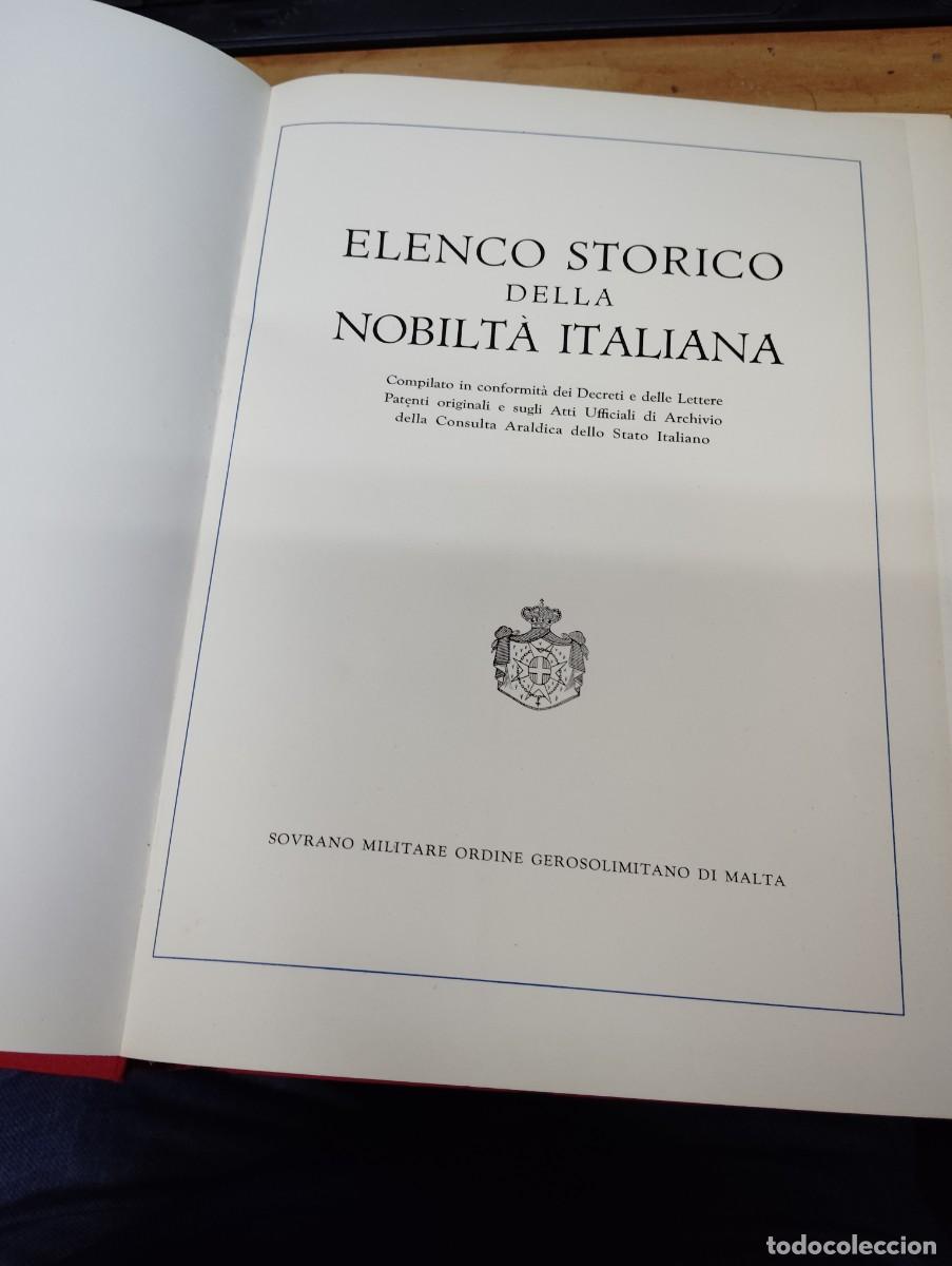 Libros de segunda mano: ELENCO STORICO DELLA NOBILTA ITALIANA