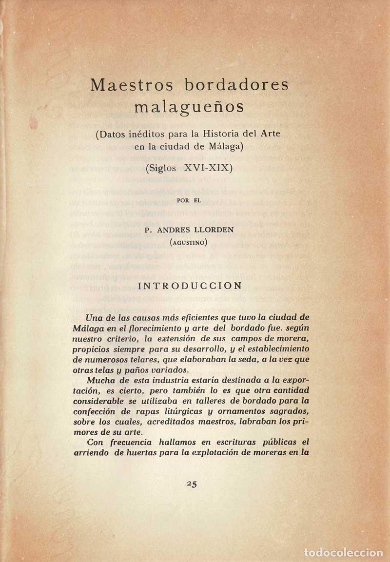 Libros de segunda mano: Maestros bordadores malague&ntilde;os - Andr&eacute;s Llorden