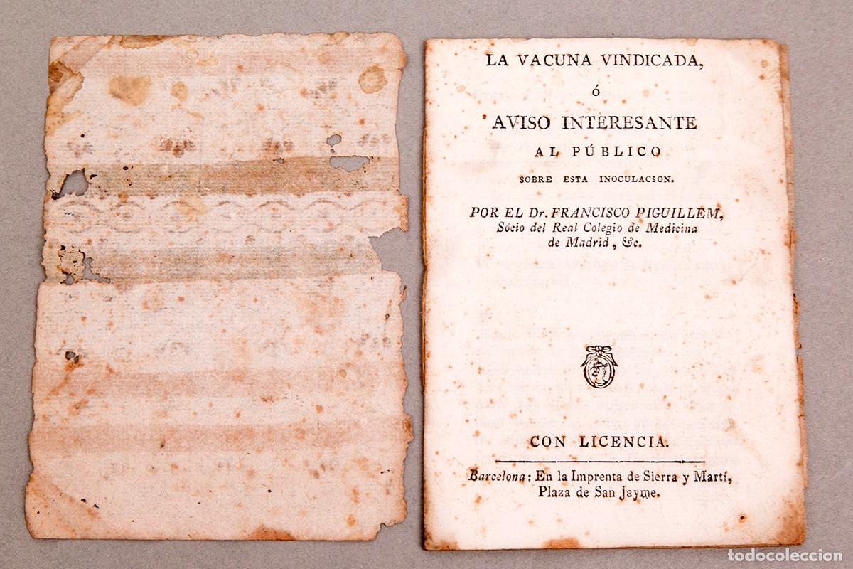 Libros de segunda mano: LA VACUNA VINDICADA - DR. FRANCISCO PIGUILLEM - 1803