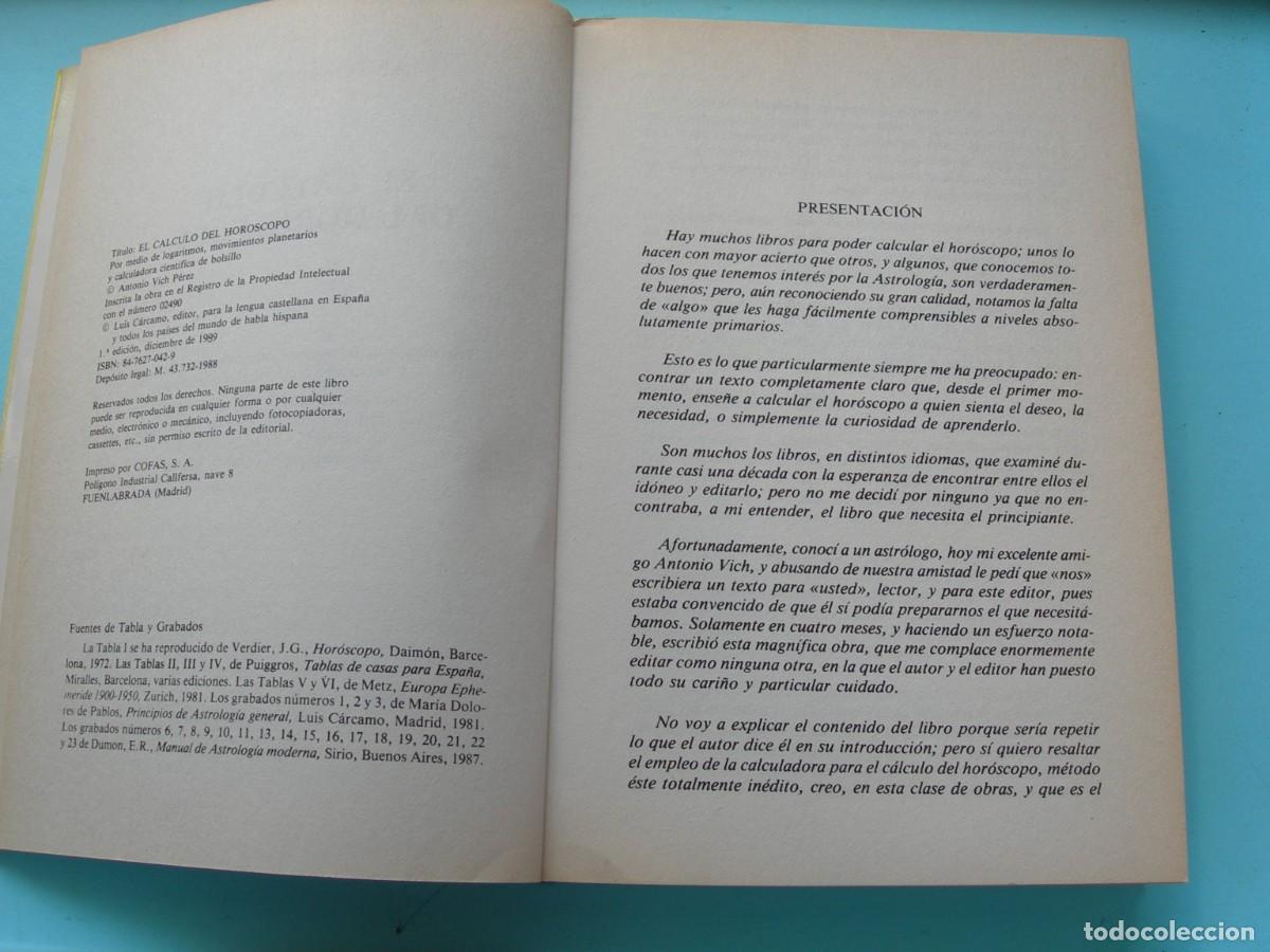 Libros de segunda mano: EL C&Aacute;LCULO DEL HOR&Oacute;SCOPO / ANTONIO VICH / - Foto 5