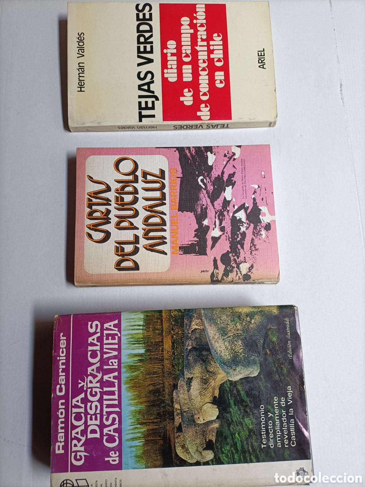 Libros de segunda mano: Lote 3 libros.Gracias y desgracias de Castilla la vieja. Cartas del pueblo andaluz. Tejas verdes dia