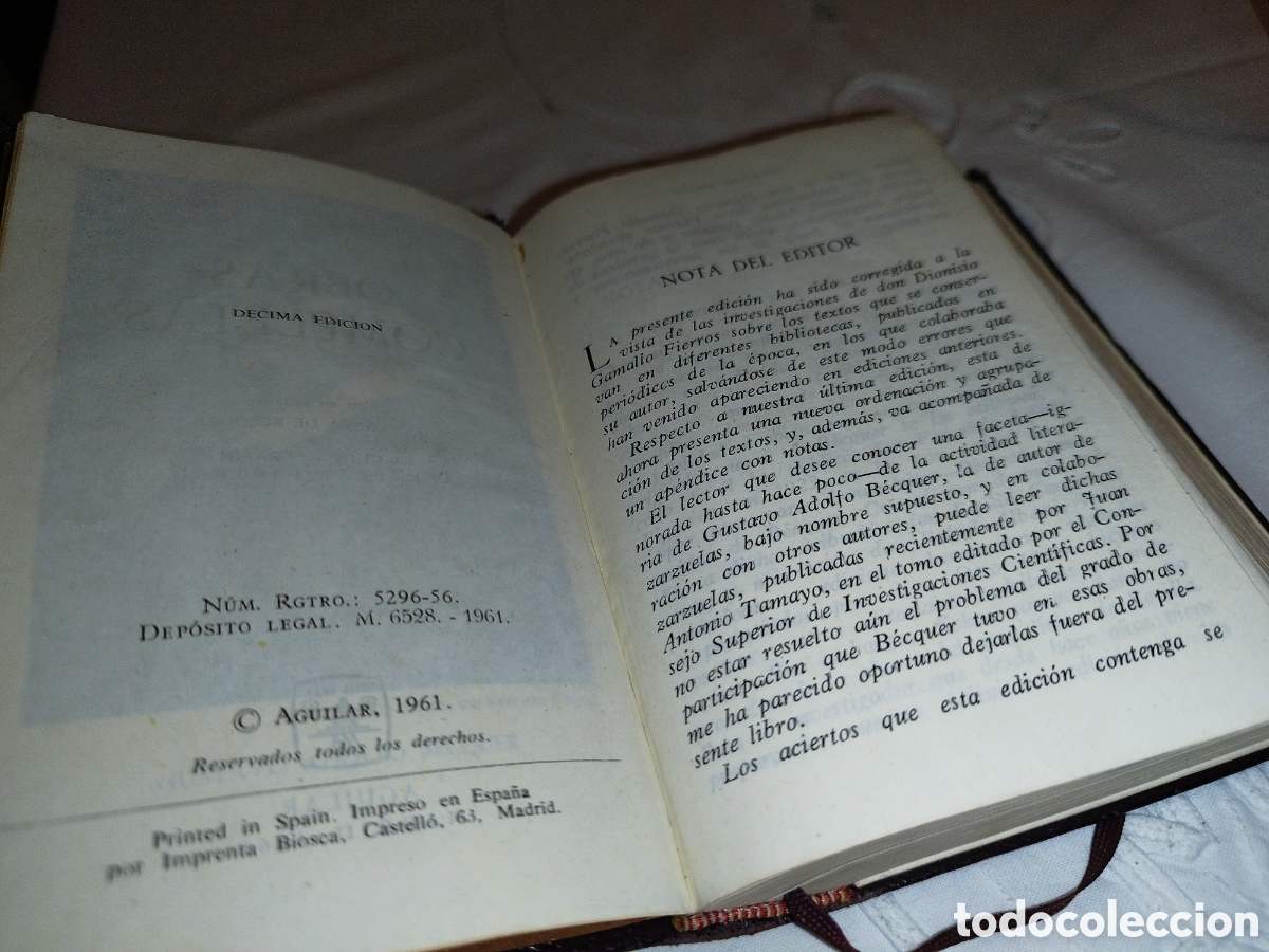 Libros de segunda mano: GUSTAVO ADOLFO BECQUER. OBRAS COMPLETAS. ED. AGUILAR, 1961. - Foto 4