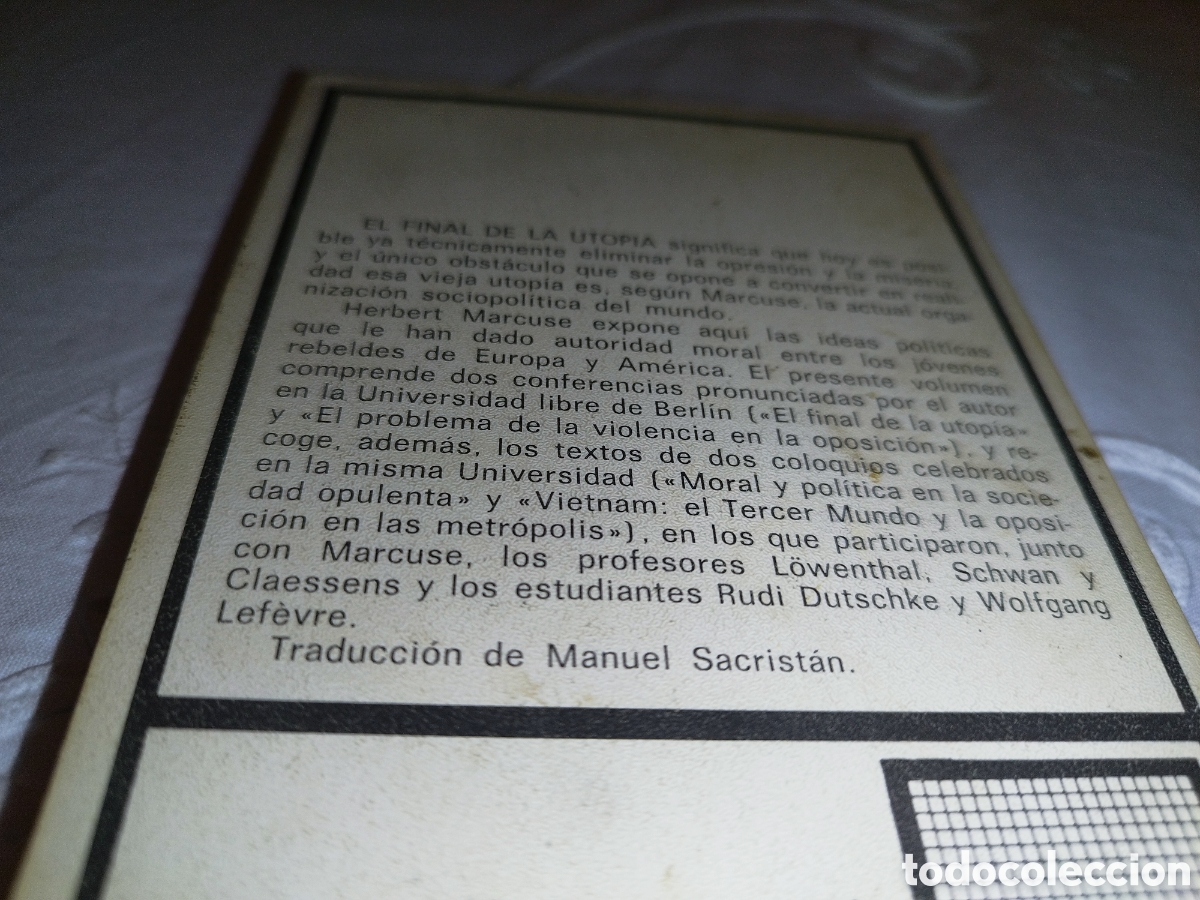 Libros de segunda mano: MARCUSE: EL FINAL DE LA UTOPIA. ED. ARIEL, 1981. - Foto 3