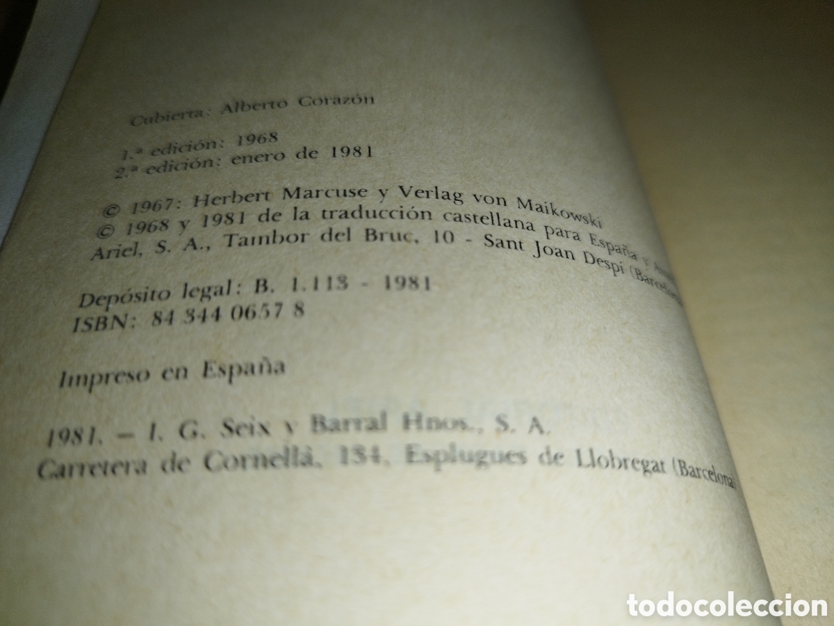 Libros de segunda mano: MARCUSE: EL FINAL DE LA UTOPIA. ED. ARIEL, 1981. - Foto 4