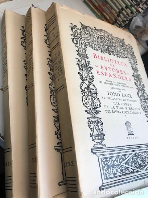 Libros de segunda mano: DE SANDOVAL, Prudencio. - Historia de la vida y hechos de emperador Carlos V - 3 vol&uacute;menes