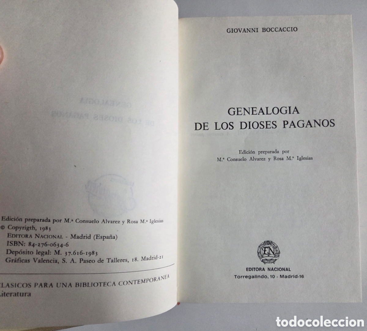 Libros de segunda mano: GENEALOGIA DE LOS DIOSES PAGANOS. BOCCACCIO. Editora Nacional 1983 - Foto 4
