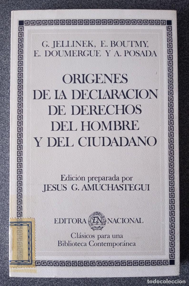 Libros de segunda mano: Origenes De La Declaraci&oacute;n De Derechos Del Hombre Y Del Ciudadano G.Jellinek E.Boutmy