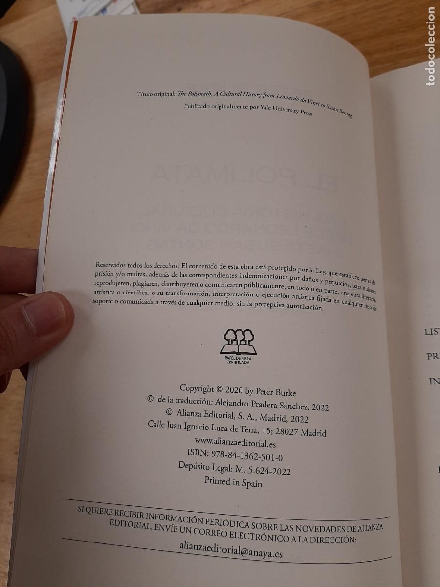 Libros de segunda mano: El pol&iacute;mata - Peter Burke - Alianza, 2022 - Foto 5