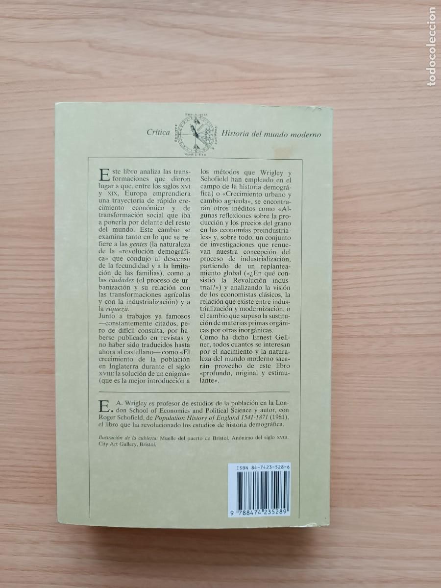 Libros de segunda mano: Gentes, ciudades y riqueza - E. A. Wrigley. Cr&iacute;tica - Foto 2