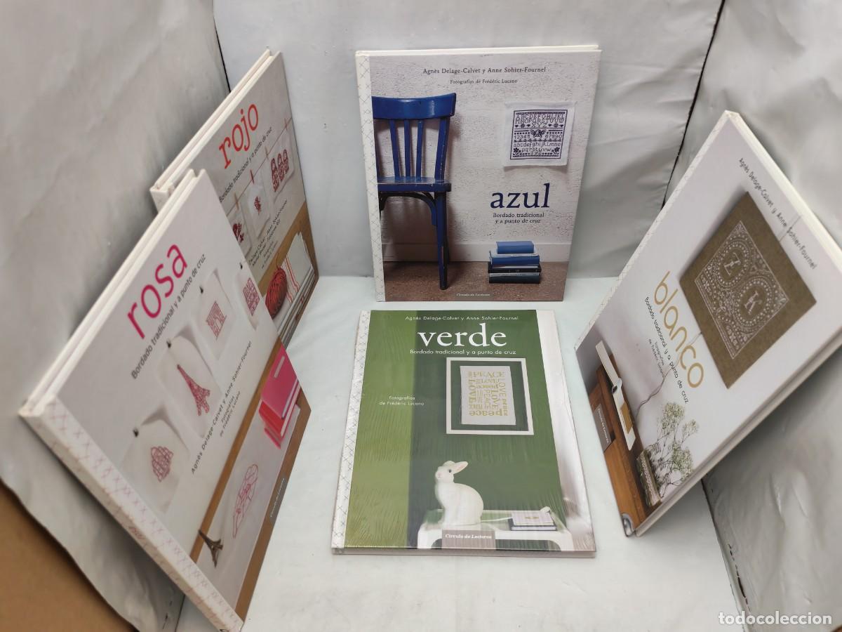 Libros de segunda mano: PUNTO DE CRUZ: Azul, Rojo, Verde, Rosa y Blanco (Obra en 5 tomos, CINCO LIBROS tapa dura)