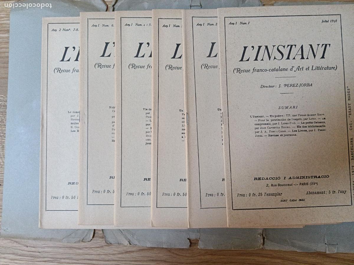 Libros de segunda mano: L'Instant. (Revue franco-catalane d'Art et Litterature. Any 1 (Facs&iacute;mil)